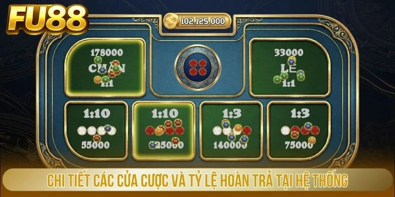 Chi tiết các cửa cược và tỷ lệ hoàn trả tại hệ thống